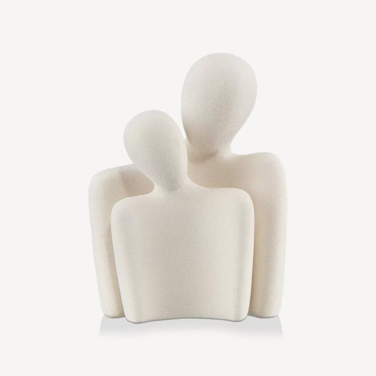 Ceramic Couple Statues for Home Decor, Hugging Couple Figurines for Shelf and Table Decor, Modern Romantic Sculptures for Living Room Bedroom Office Decor, White