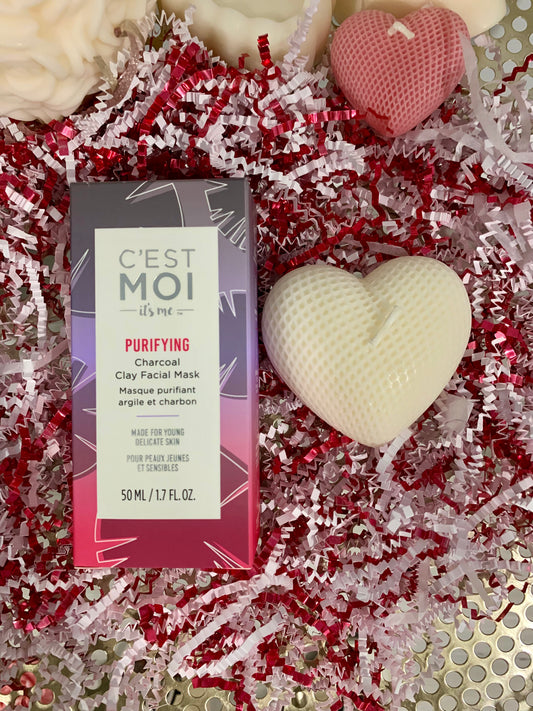 C’EST MOI Charcoal Face Mask & Medium Heart Candle Set (B)