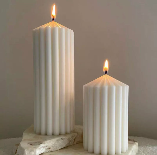 Thick Ribbed Pillar Candle